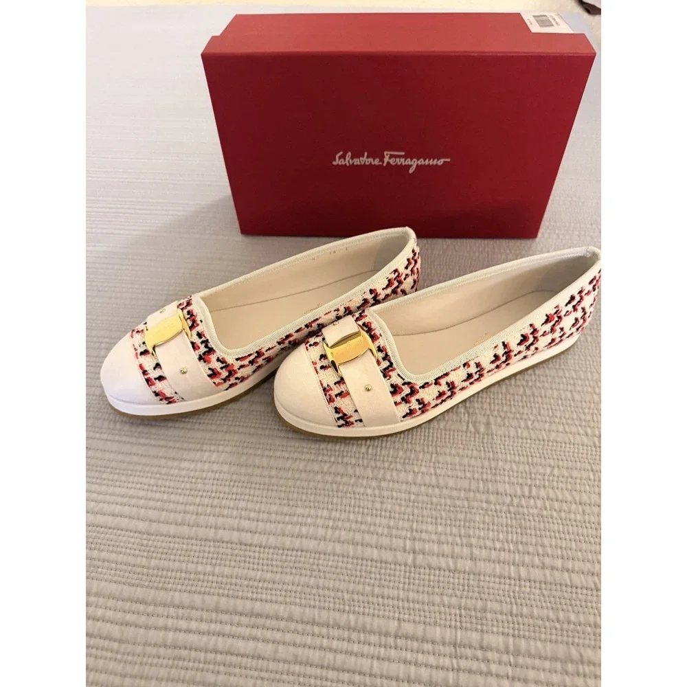 Women's Salvatore Ferragamo Kacy Woven‎ Espadrilles Ballet Flats Size 10